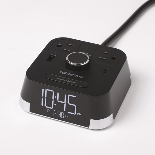 Réveil CubieTime Brandstand 2.0, 2 prises électriques, noir